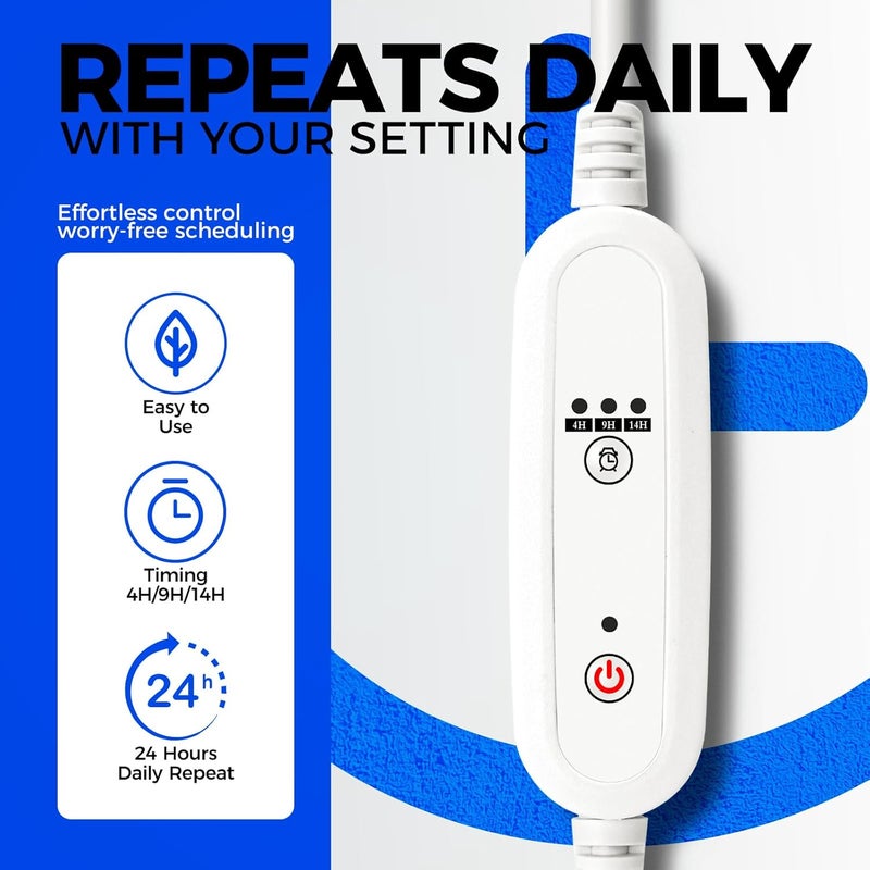 Barrina LED Grow Light Bulb with Timing and Hanging System, 25W Full Spectrum, 4H/9H/14H Timer, Hanging Grow Lights for Indoor Plants with 16.4FT Power Cord, Plug in Pendant Light for Plants - Image 4